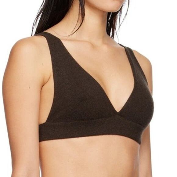 Lisa Yang One Size The Capucine Bralette Cashmere Knit Bra Wood Dark Brown NWT - Picture 2 of 16